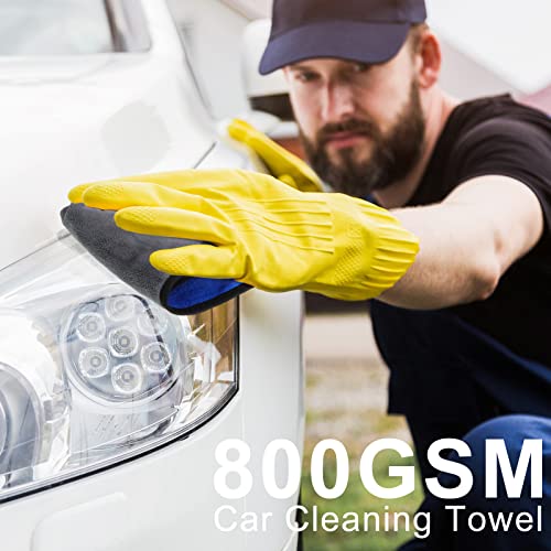 20 Pcs Microfiber Car Drying Towels Microfiber Cleaning Cloth 800 GSM Thick Plush Cleaning Dusting Cloth Auto Detailing Absorbent Towels Rags for Car Household Kitchen Window (20 Count)
