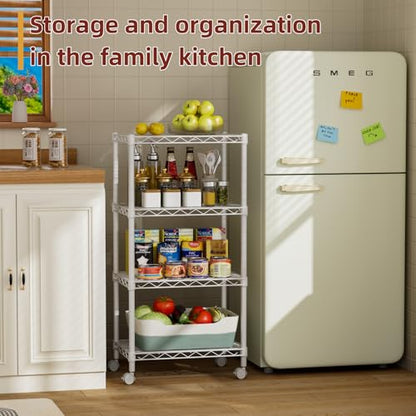 4 Small Wire Shelves Kitchen Pantry Close Home Organizers and Storage Bathroom Shelf Laundry Room Organization Adjustable Book Metal Garage Shelving Unit