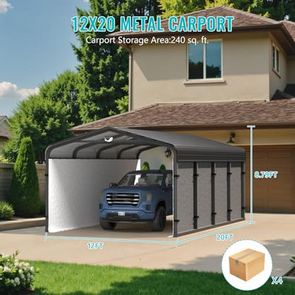 12x20Ft Metal Carport Canopy Heavy Duty