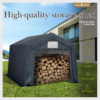 Storage Shed 10x15 ft Portable Garage Heavy Duty Carport