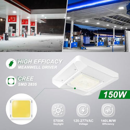 LED Gas Station Canopy Light 150W Garage Carport Ceiling Light Fixture