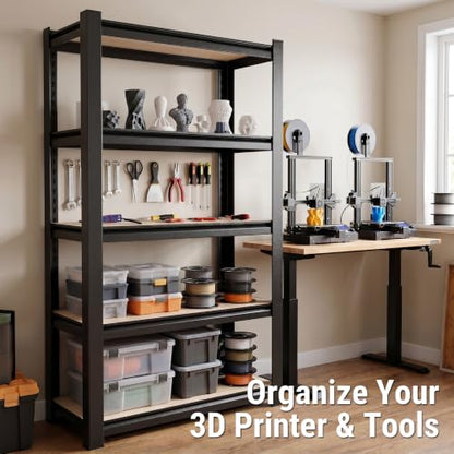 5 Tier Black Shelving with Board