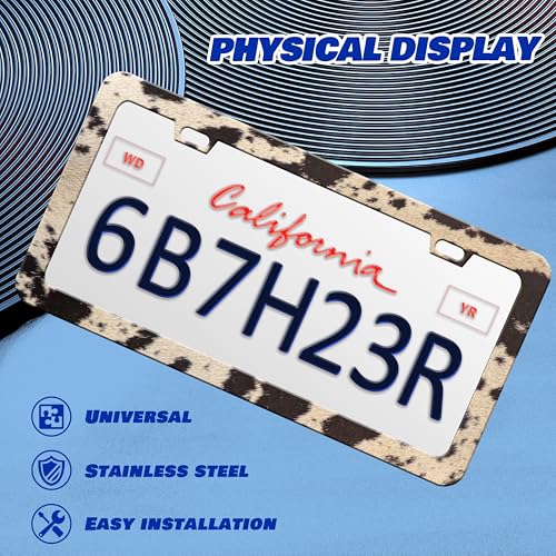 Brown Cow Print License Plate Frame Animal License Plate Frames