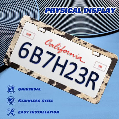Brown Cow Print License Plate Frame Animal License Plate Frames
