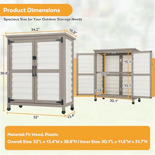 Outdoor Storage Cabinet with Lockable Doors