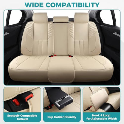 Universal Car Seat Covers for SUVs Sedans Trucks Beige (5 Count)