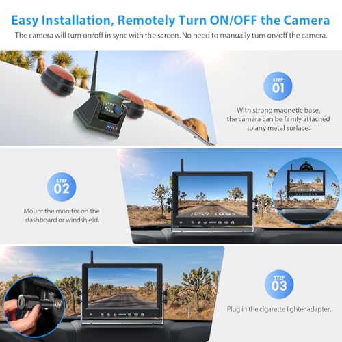 9 Inch Magnetic Solar Wireless Backup Camera System