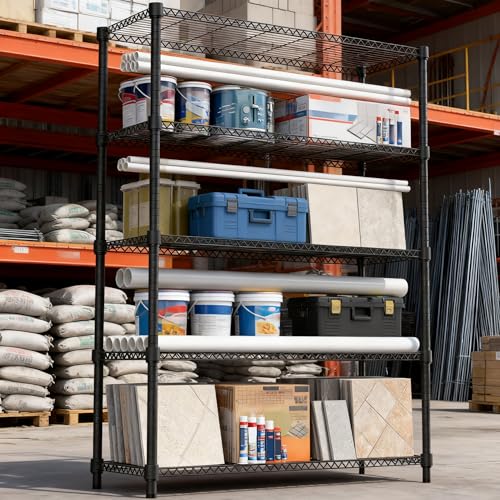 1750LBS 47.2" W 5 Tiers Shelf Steel Storage Shelves Shelving Unit Steel Organizer Wire Rack for Home