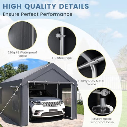 Carport 10' x 20' Heavy Duty Carport with Roll