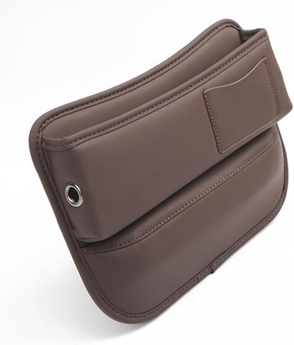 Universal Car Seat Gap Filler Organizer for Tesla Model 3/Model S/Model X/Model Y 2013-2025 Leather Console Gap Bag Organiser Adjustable Front Seat Storage Box Interior,Normal-Brown