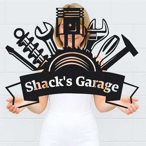 Custom Garage Workshop Metal Sign Personalized Tool Name Wall Art for Car Truck Mechanic Shop Decor Durable Steel Sign for Dad Husband Men’s Auto Workspace or Fence