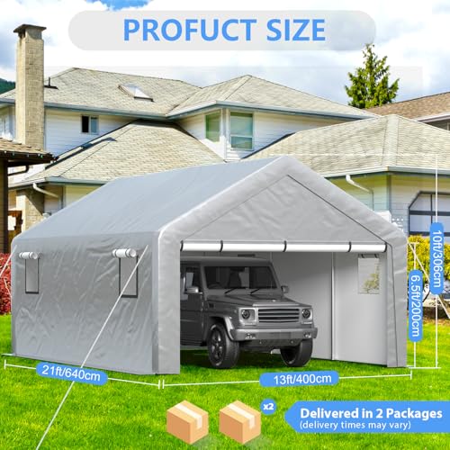 Carport 13x21ft Heavy Duty Large Outdoor Storage Shed with Roll