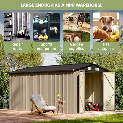 8 x 12 FT Metal Storage Shed for Outdoor