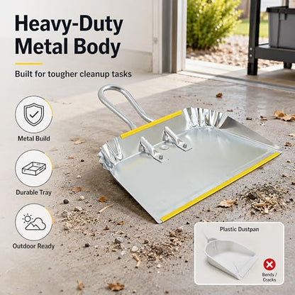3 Pack 17" Heavy Duty Metal Dust Pans (3 Count)