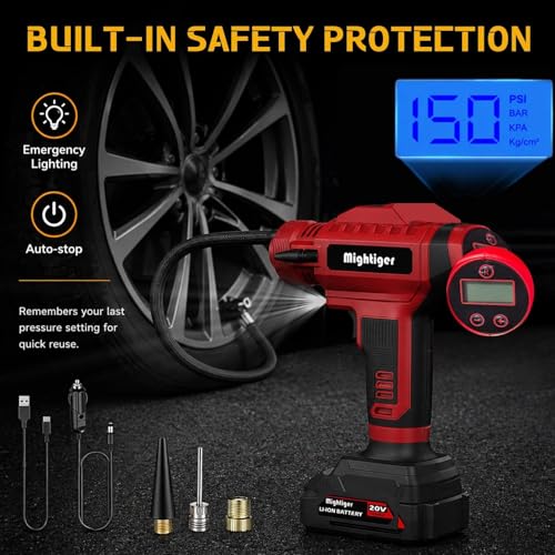 Power Cordless Tire Inflator 20V Mini Handheld Air Compressor