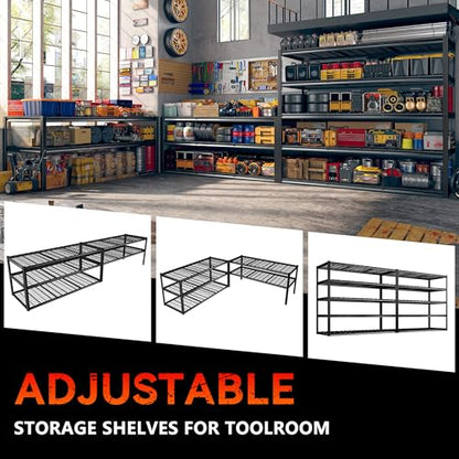 60" W Garage Shelving Heavy Duty Metal Shelving 3000LBS Storage Shelves Adjustable Metal Shelves for Industrial 5 Tier Garage Shelves for Basement Pantry Warehouse 60" W x 24" D x 72" H 2 Pack (2 Count)