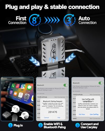 Wireless Carplay Adapter for Apple 2026 Upgrade Mini Apple carplay Fast & Stable