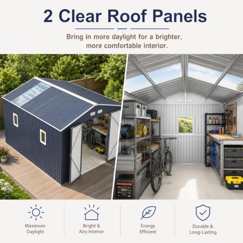 10x10 FT Metal Storage Shed with Base Frame Kit