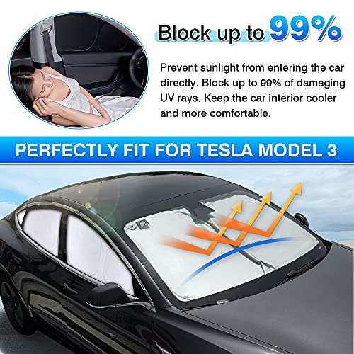 Windshield Sun Shade for Tesla Model 3 2018 (7 Count)