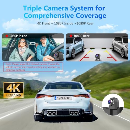 W903S CarPlay Android Auto Screen with 3 Channel Dash Cam