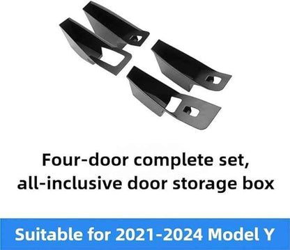 GGCLIMAX 4Pcs Car Organizer Door Handle Storage Box Side Door Box Compatible with Tesla Model Y/Highland Model 3 Four-door Inner Handle Decor Car Accessories(Model 3 Highland)