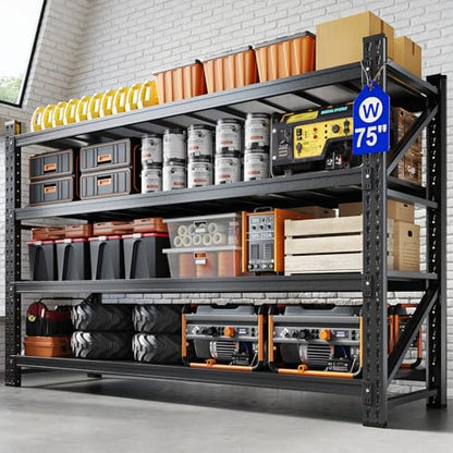 75" W Metal Garage Storage Shelves (4 Count)