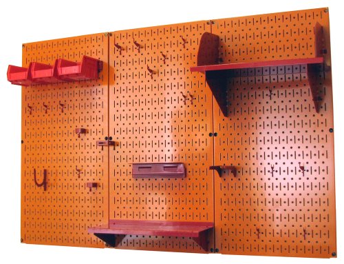 Pegboard Organizer 4 ft. Metal Pegboard Standard Tool Storage Kit with Orange Toolboard and Red Accessories
