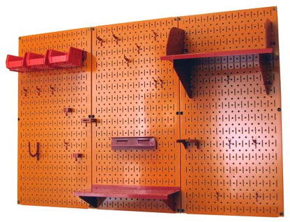 Pegboard Organizer 4 ft. Metal Pegboard Standard Tool Storage Kit with Orange Toolboard and Red Accessories