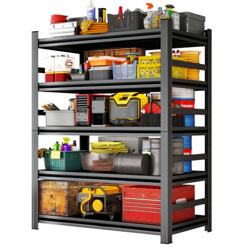 Garage Shelving 3000LBS Heavy Duty Shelving Units and Storage Shelves Adjustable 5 Tier Metal Shelving for Kitchen