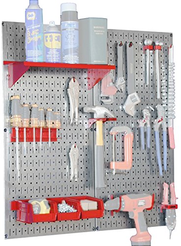 30-WGL-200GVR Galvanized Steel Pegboard Tool Organizer,Galv/Red
