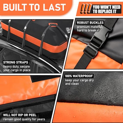 Car Roof Bag Rooftop top Cargo Carrier Bag 15 Cubic feet Waterproof for All Cars with