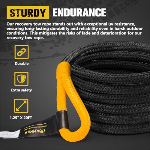 1.25"×20ft Kinetic Recovery Rope with 2 Soft Shackle Kit