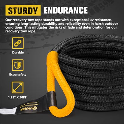 1.25"×20ft Kinetic Recovery Rope with 2 Soft Shackle Kit
