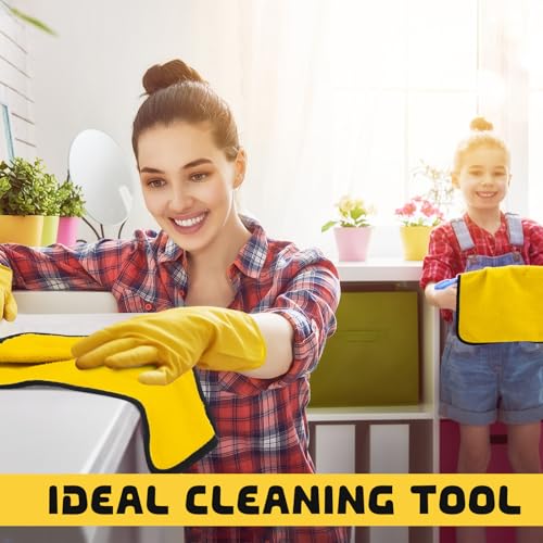 50 Pcs 16"x16" Yellow Microfiber Towels for Cars Drying Polishing (50 Count)