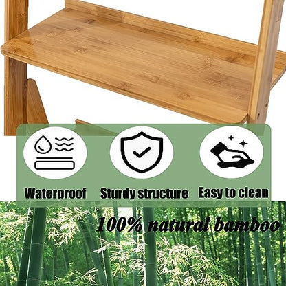 Bamboo Ladder Shelf Bookcase