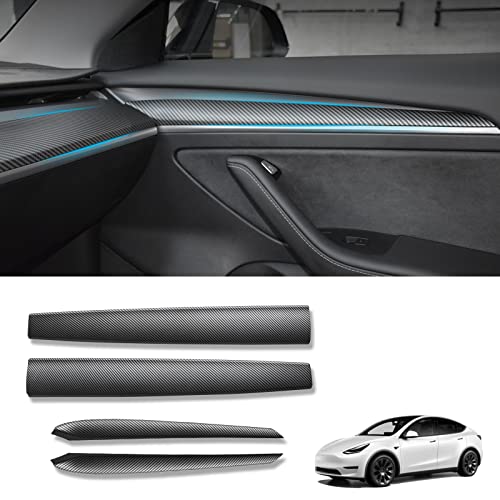 Dashboard Cover Wrap and Front Door Inner Armrest Panel Cover Trim Compatible with Tesla Model 3 2021