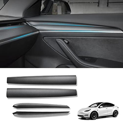 Dashboard Cover Wrap and Front Door Inner Armrest Panel Cover Trim Compatible with Tesla Model 3 2021