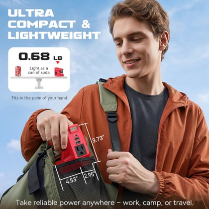 220W Portable Power Inverter Compatible with Milwaukee 18V Battery