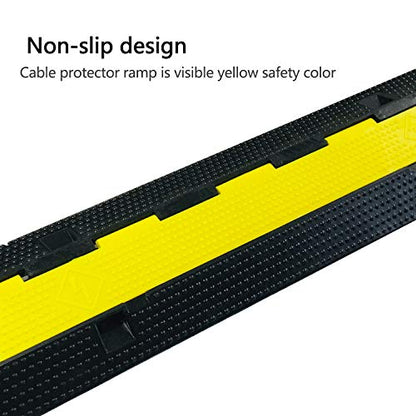 3 Pack Rubber Cable Ramp Hose Cable Protector Ramp 2 Channel 22000Lbs Load Capacity Traffic Speed Bump Wires Power Lines Extension Cord Cover for Indoor Outdoor (3 Count)