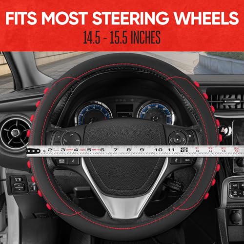 FlexGrip Red Steering Wheel Cover for Cars