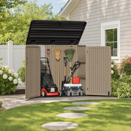Outdoor Storage Cabinet 38 Cu.Ft Horizontal Resin Storage Shed