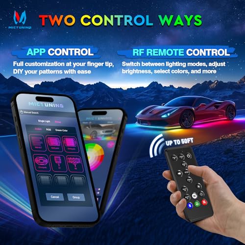8Pcs N8+ Chasing Color RGB+IC Underglow Neon Accent Strip Lights (41.6 Ounce)