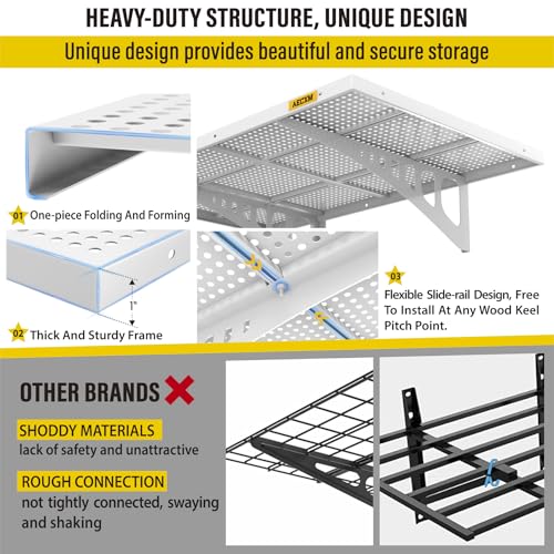 2 Pack 2x3ft Adjustable Garage Wall Shelving 560lbs Load Capacity Heavy Duty Wall Mounted Storage Shelf Metal Floating Shelves for Garage (2 Count)