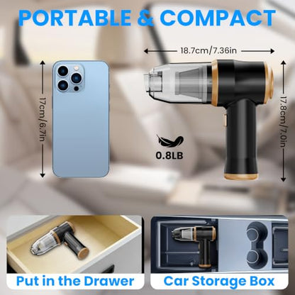 Mini Car Vacuum 15000Pa Portable Cordless Handheld Vacuum Cleaner