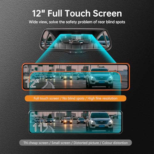 G850+ 12" 4K UHD Mirror Dash Cam Front and Rear with Zoom Backup Camera