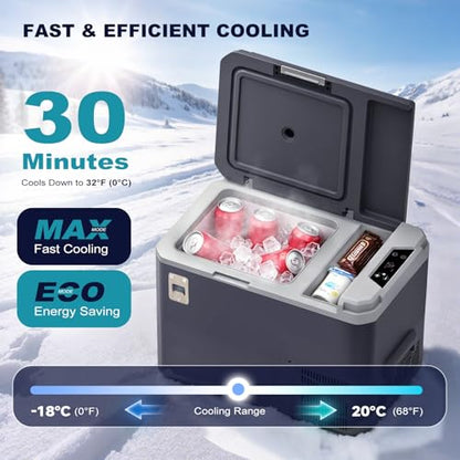 26QT Portable Freezer Compressor Cooler 12V Refrigerator APP Control