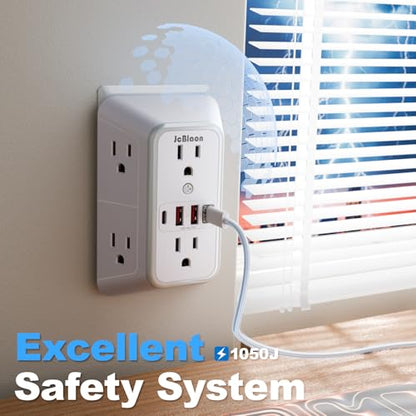 Surge Protector Outlet Extender 6 Outlet Extender with 4 USB Ports