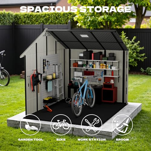 10x8 FT Resin Outdoor Storage Shed with Floor