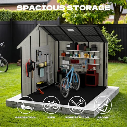 10x8 FT Resin Outdoor Storage Shed with Floor