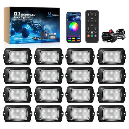 Q1 RGBW 16 Pod Rock Lights for Trucks with App & Remote Control (16 Count)